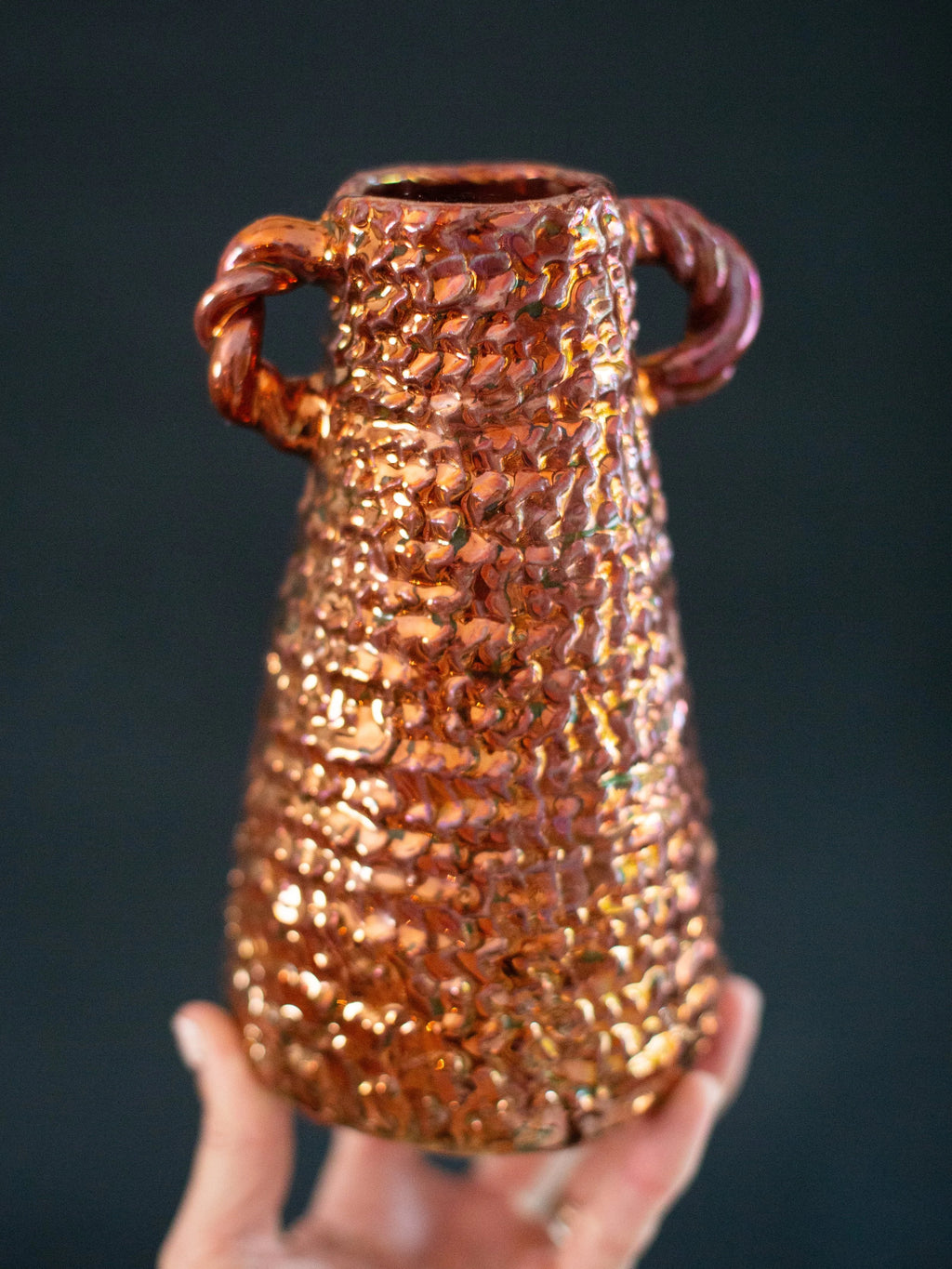 'Copper Weave' Lusterware Vase