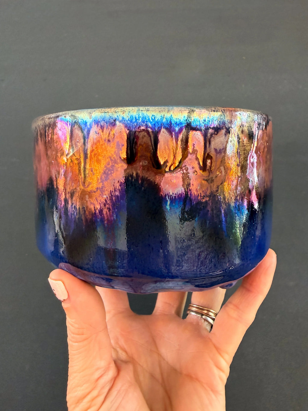 'Waterfall Shimmer' Lusterware Art Bowl