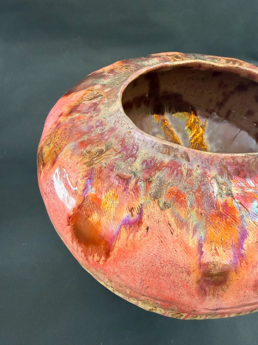 'Golden Petal' Large Stoneware Luster Pot