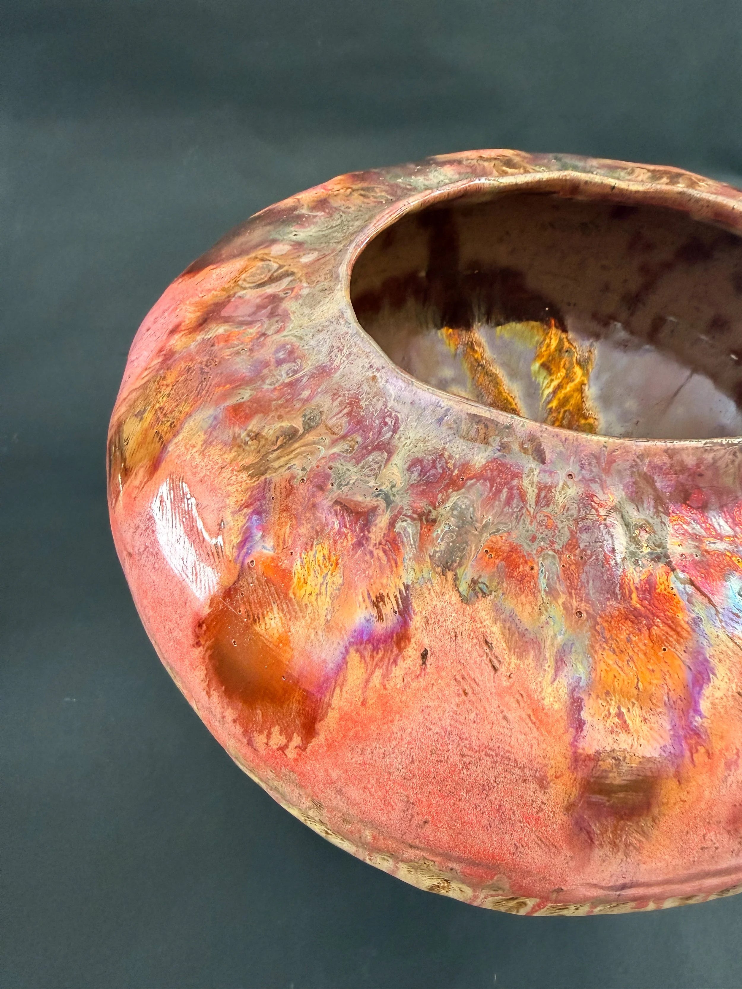 'Golden Petal' Large Stoneware Luster Pot