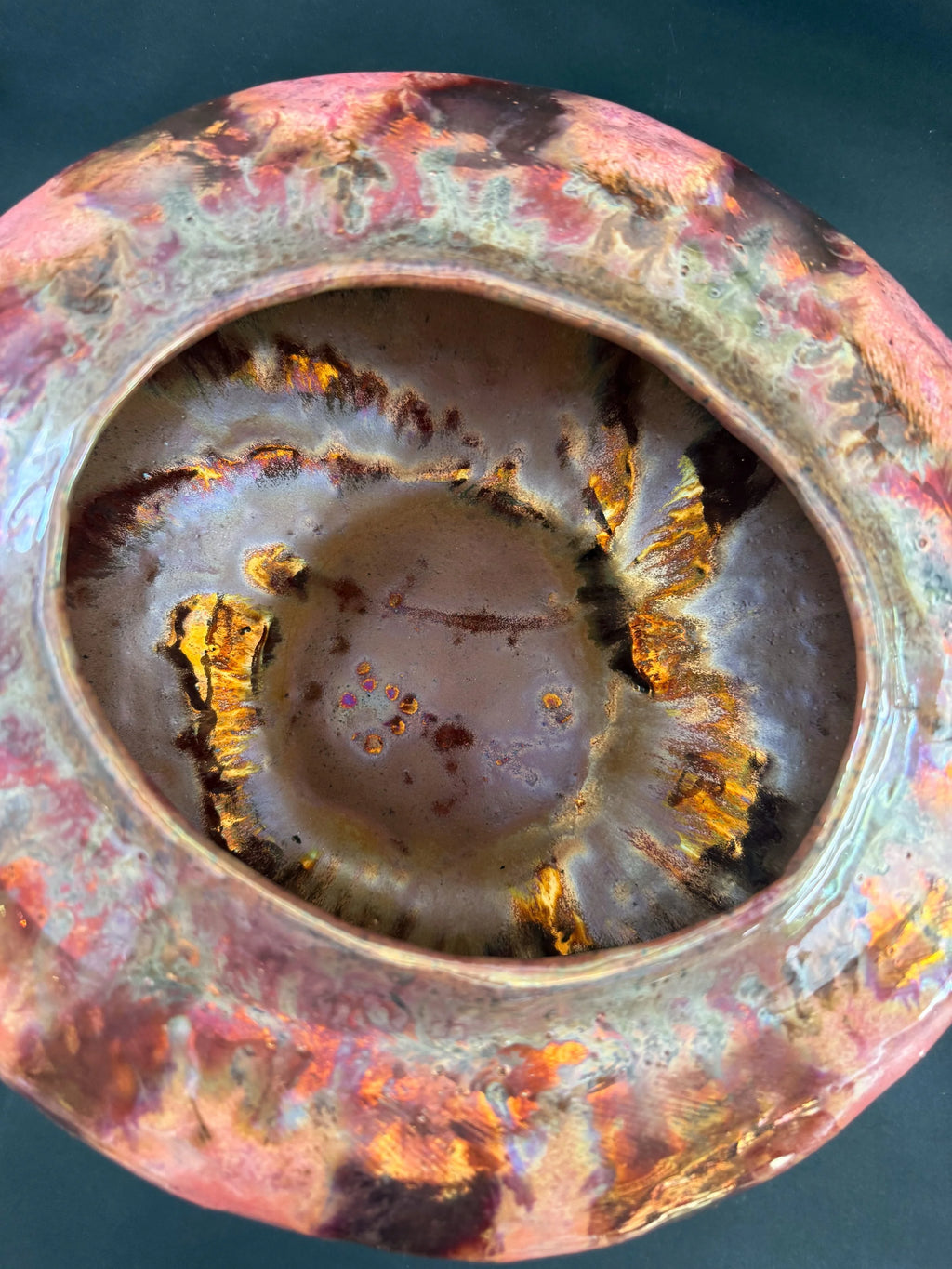 'Golden Petal' Large Stoneware Luster Pot