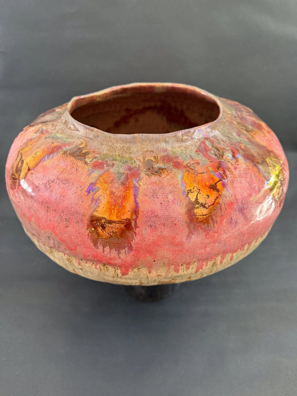 'Golden Petal' Large Stoneware Luster Pot