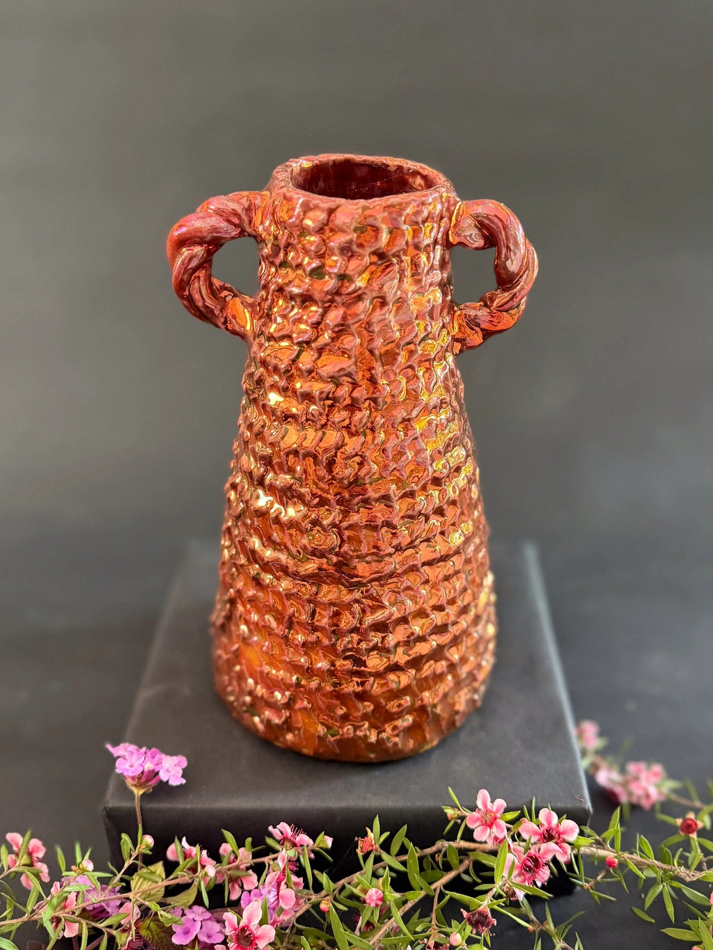 'Copper Weave' Lusterware Vase