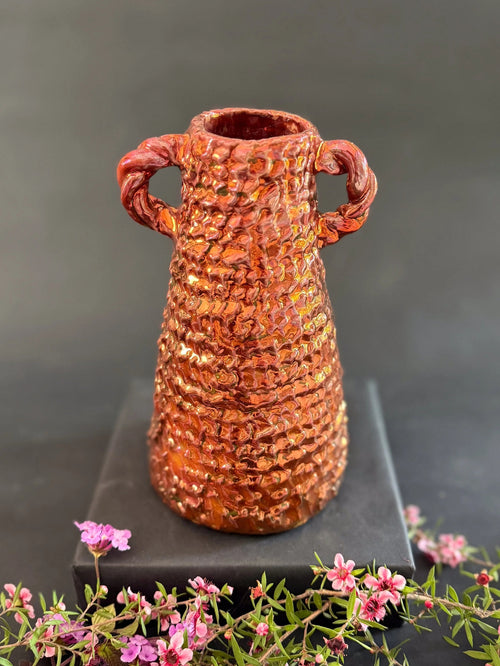 'Copper Weave' Lusterware Vase