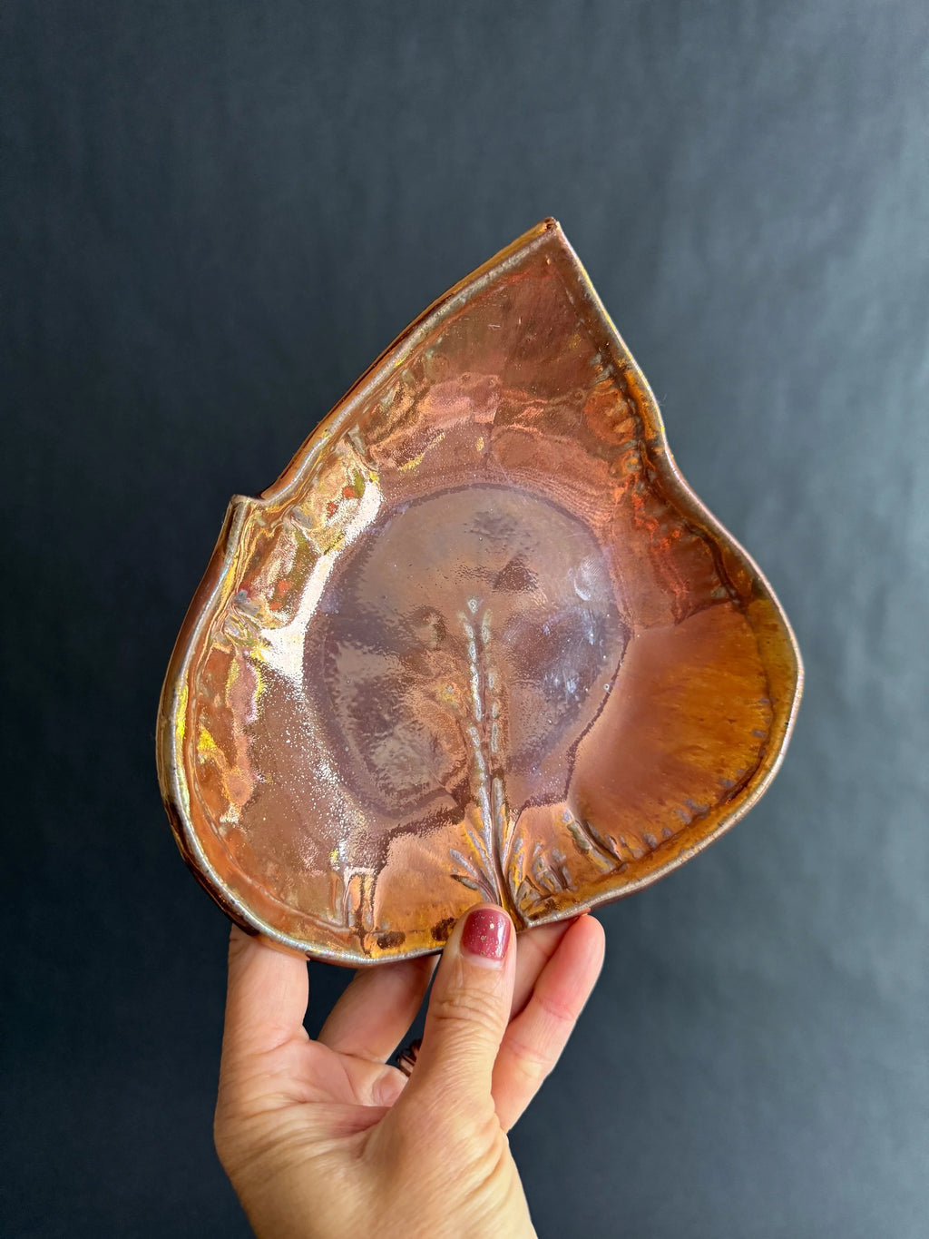 'Copper Gold Leaf' Lusterware Keepsake Plate