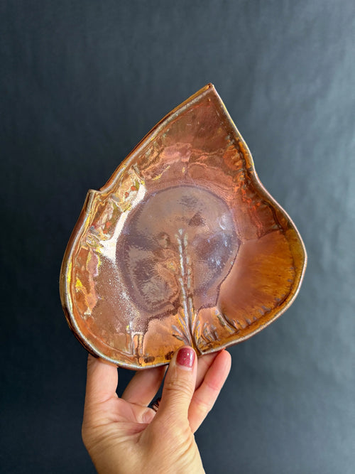'Copper Gold Leaf' Lusterware Keepsake Plate