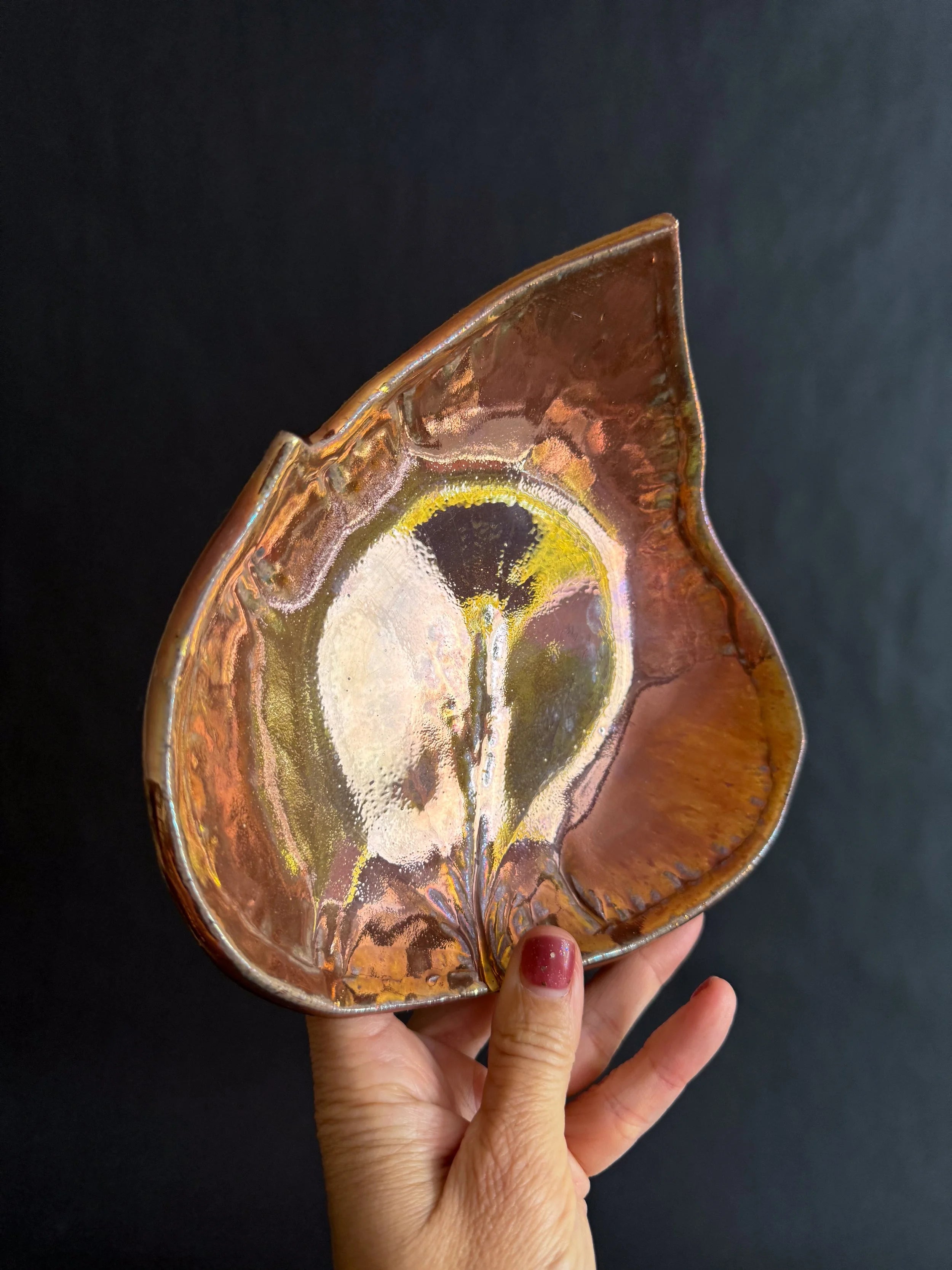 'Copper Gold Leaf' Lusterware Keepsake Plate