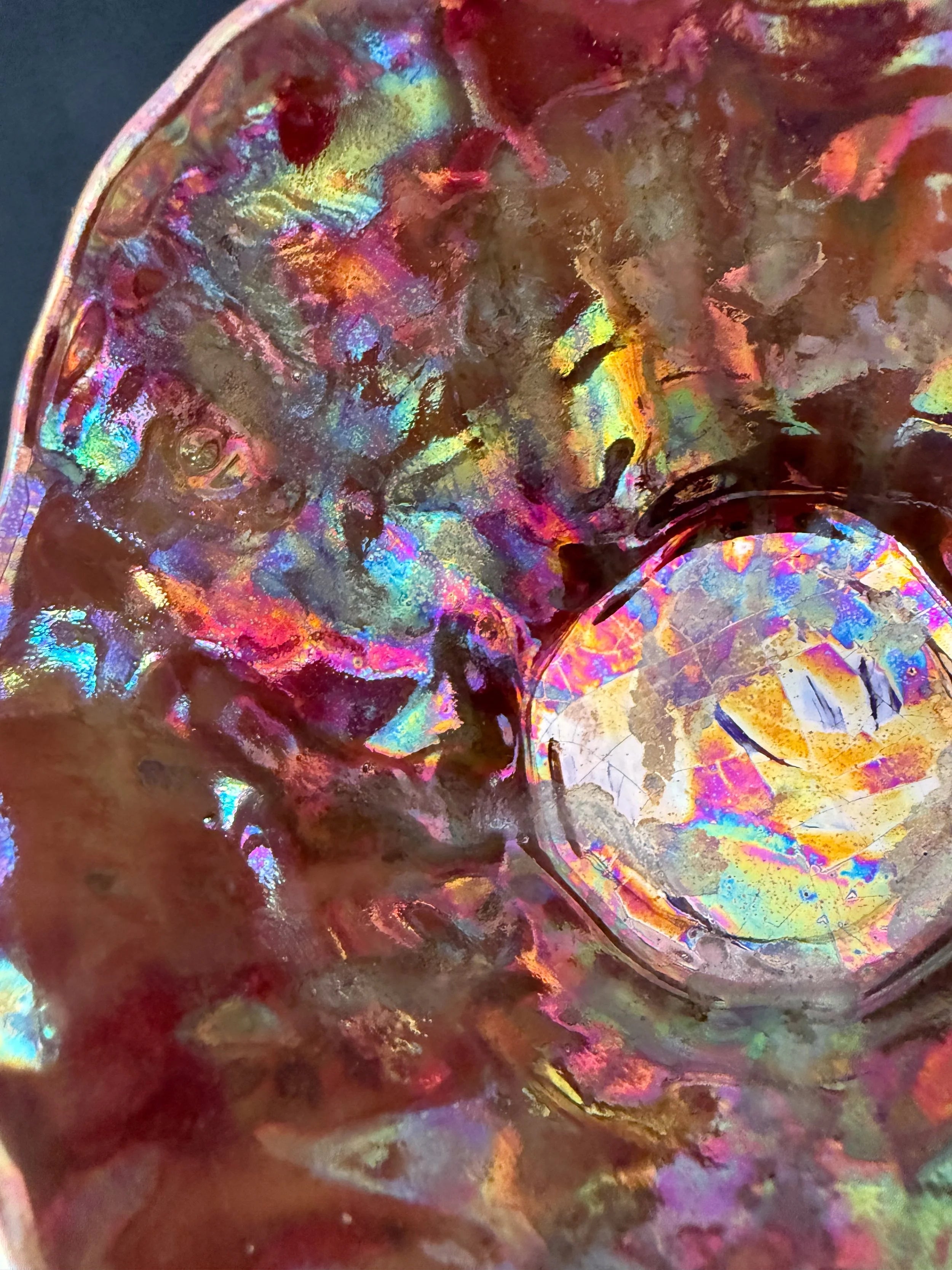 'Rainbow Kaleidoscope' Lusterware Pinched Bowl