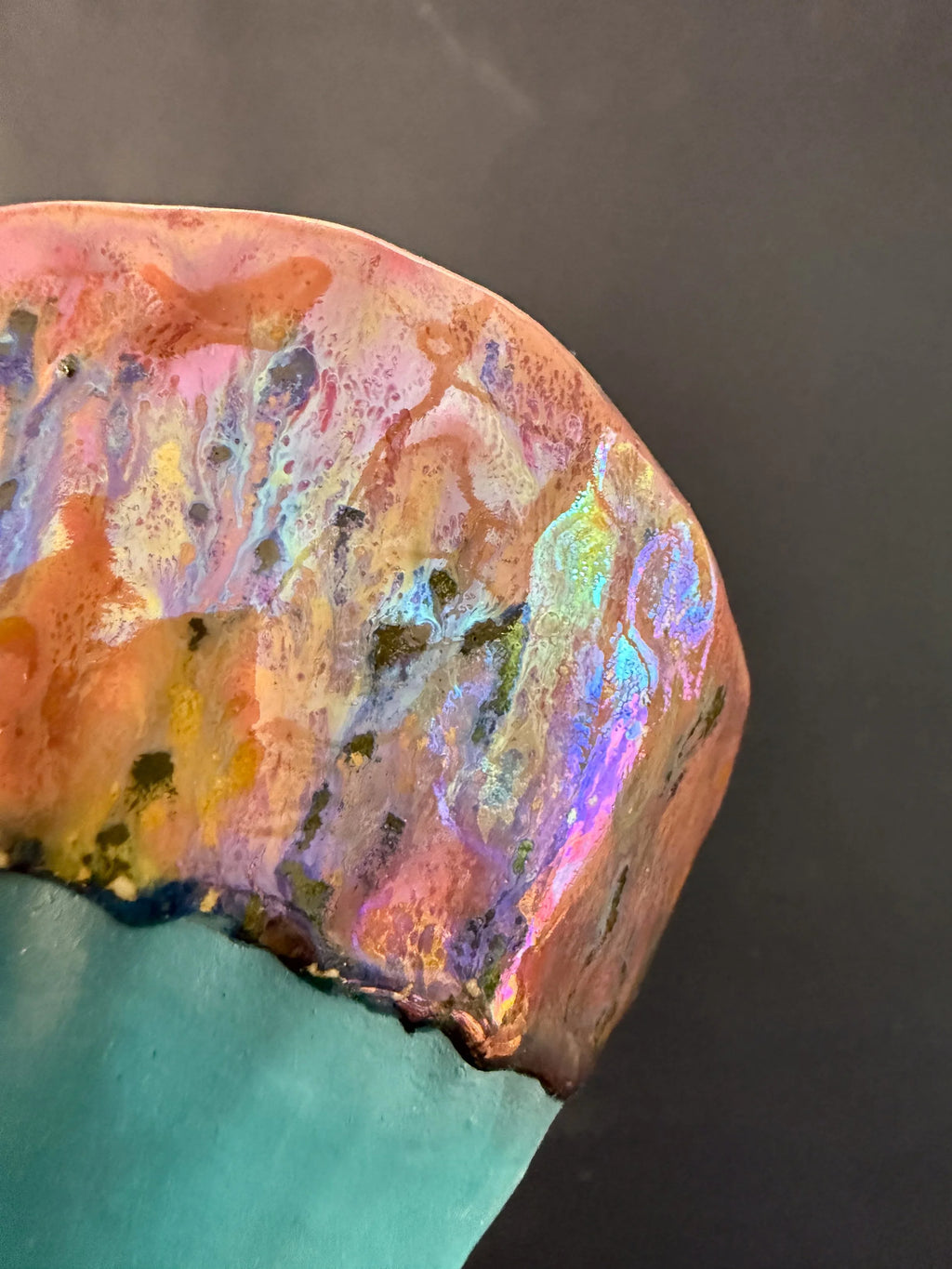 'Rainbow Kaleidoscope' Lusterware Pinched Bowl