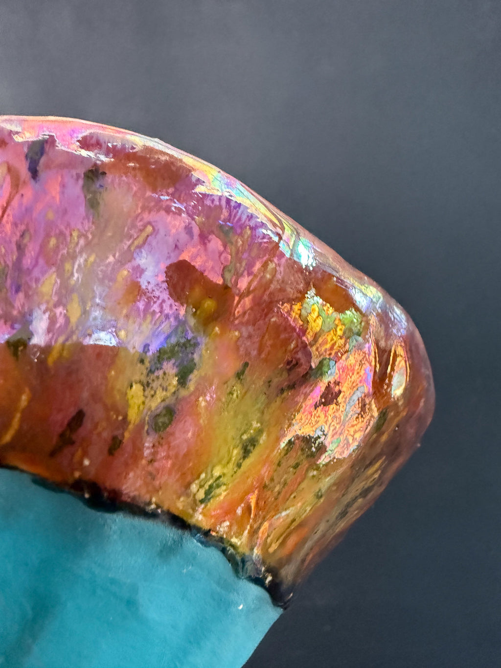 'Rainbow Kaleidoscope' Lusterware Pinched Bowl