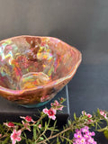'Rainbow Kaleidoscope' Lusterware Pinched Bowl