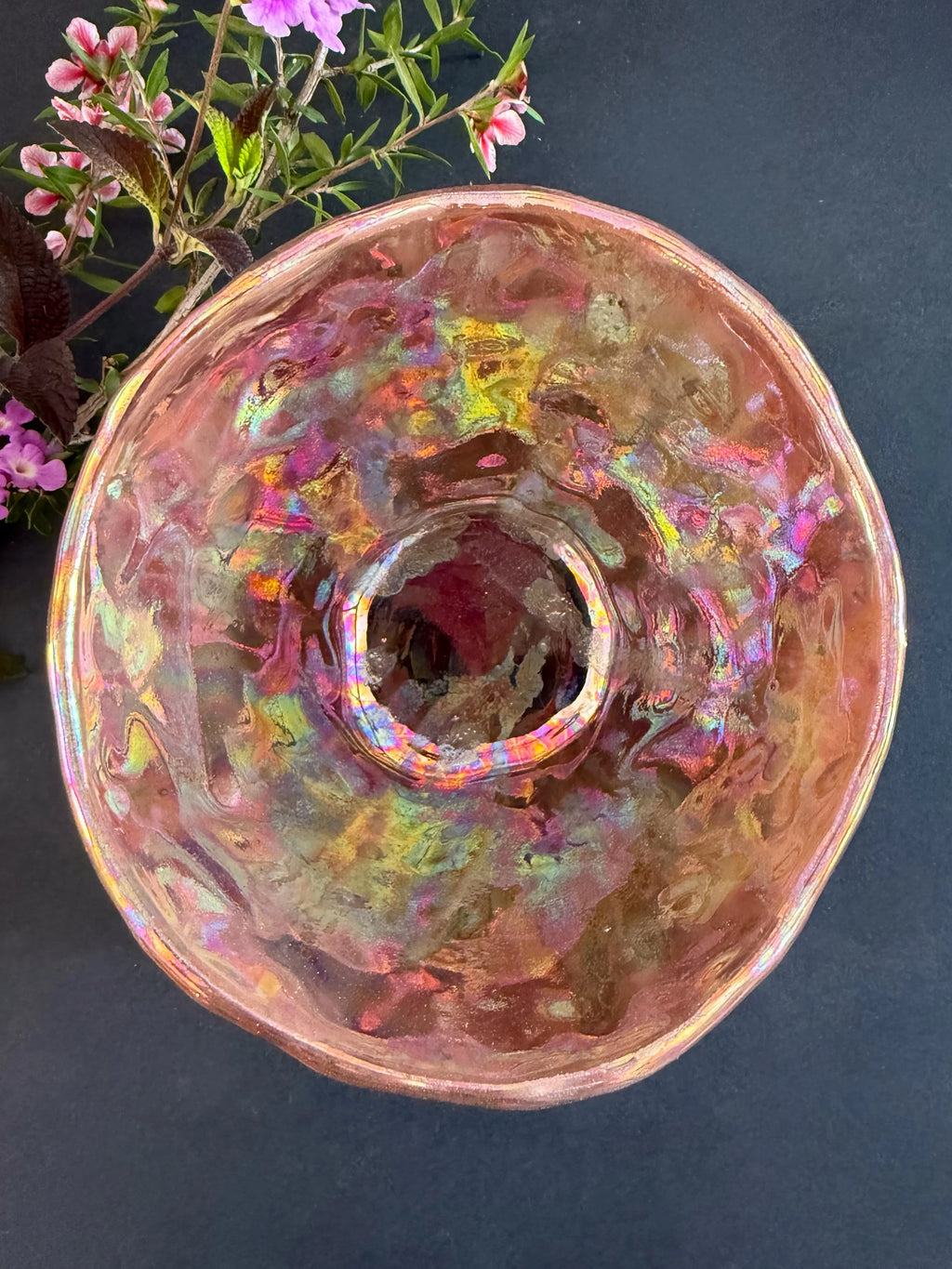 'Rainbow Kaleidoscope' Lusterware Pinched Bowl