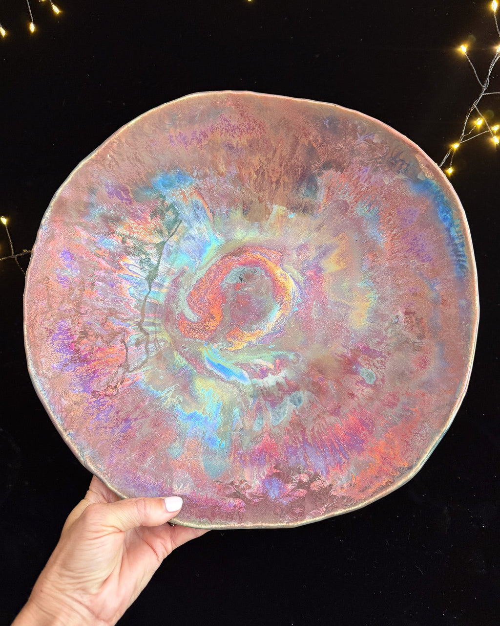'Celestial Cloud' Large Lusterware Bowl, close view
