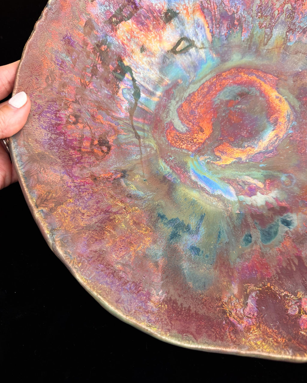 'Celestial Cloud' Large Lusterware Bowl, angled view