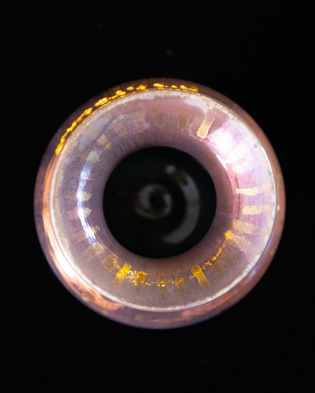 Looking down into a handmade lusterware vase