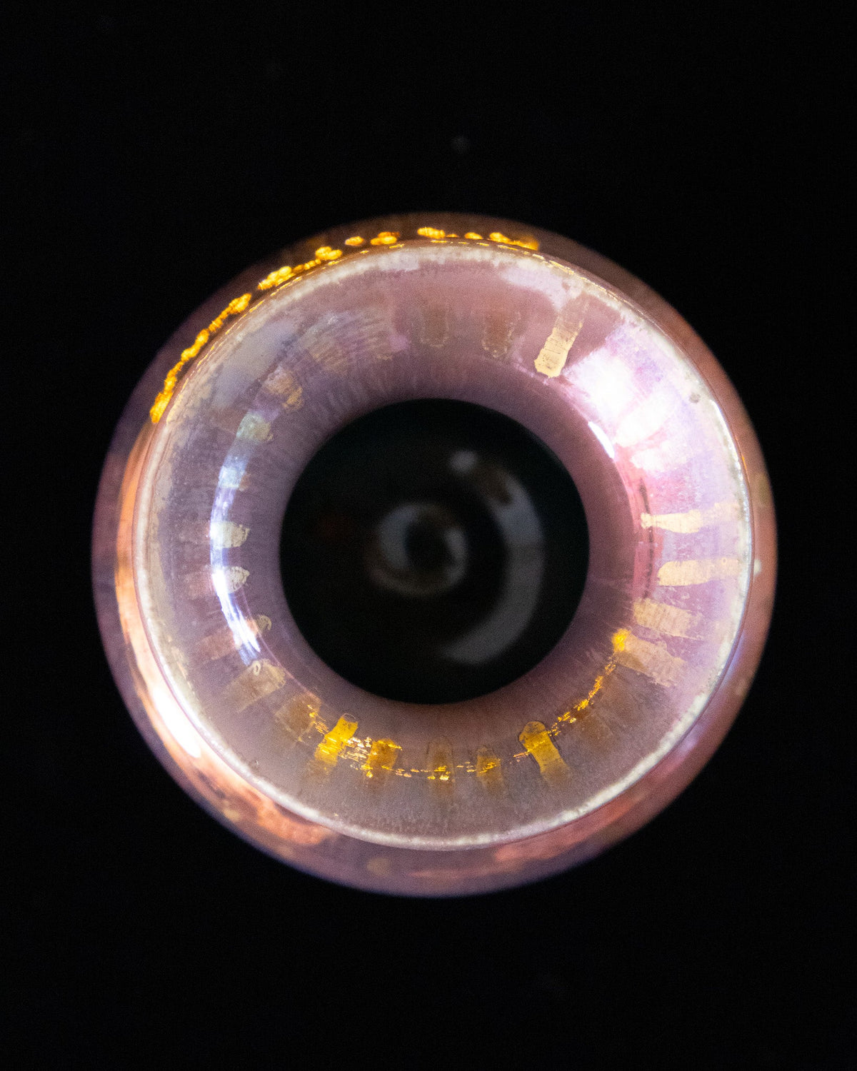 Looking down into a handmade lusterware vase