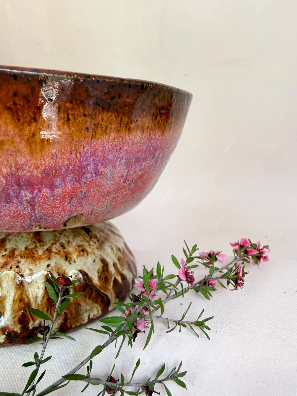 'Amber Swirl' Pedestal Bowl * 6.5"