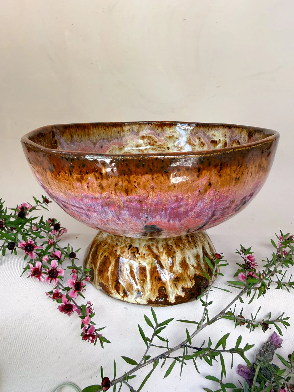 'Amber Swirl' Pedestal Bowl * 6.5"