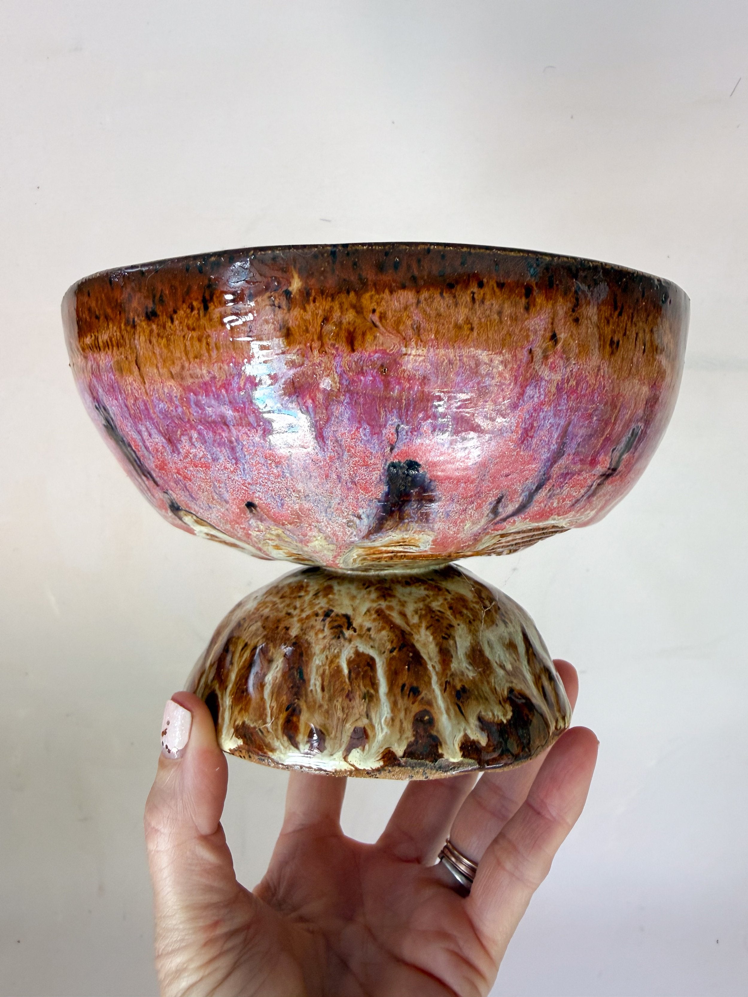 'Amber Swirl' Pedestal Bowl * 6.5"