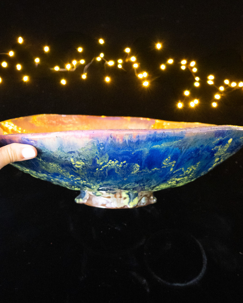 'Stellar Swirl' Large Lusterware Bowl, close view