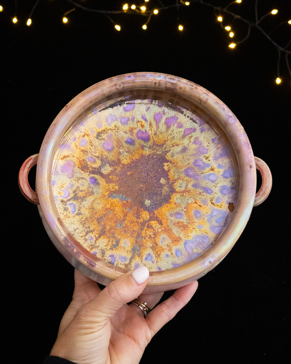 'Cosmic Moment' Lusterware Pedestal Bowl