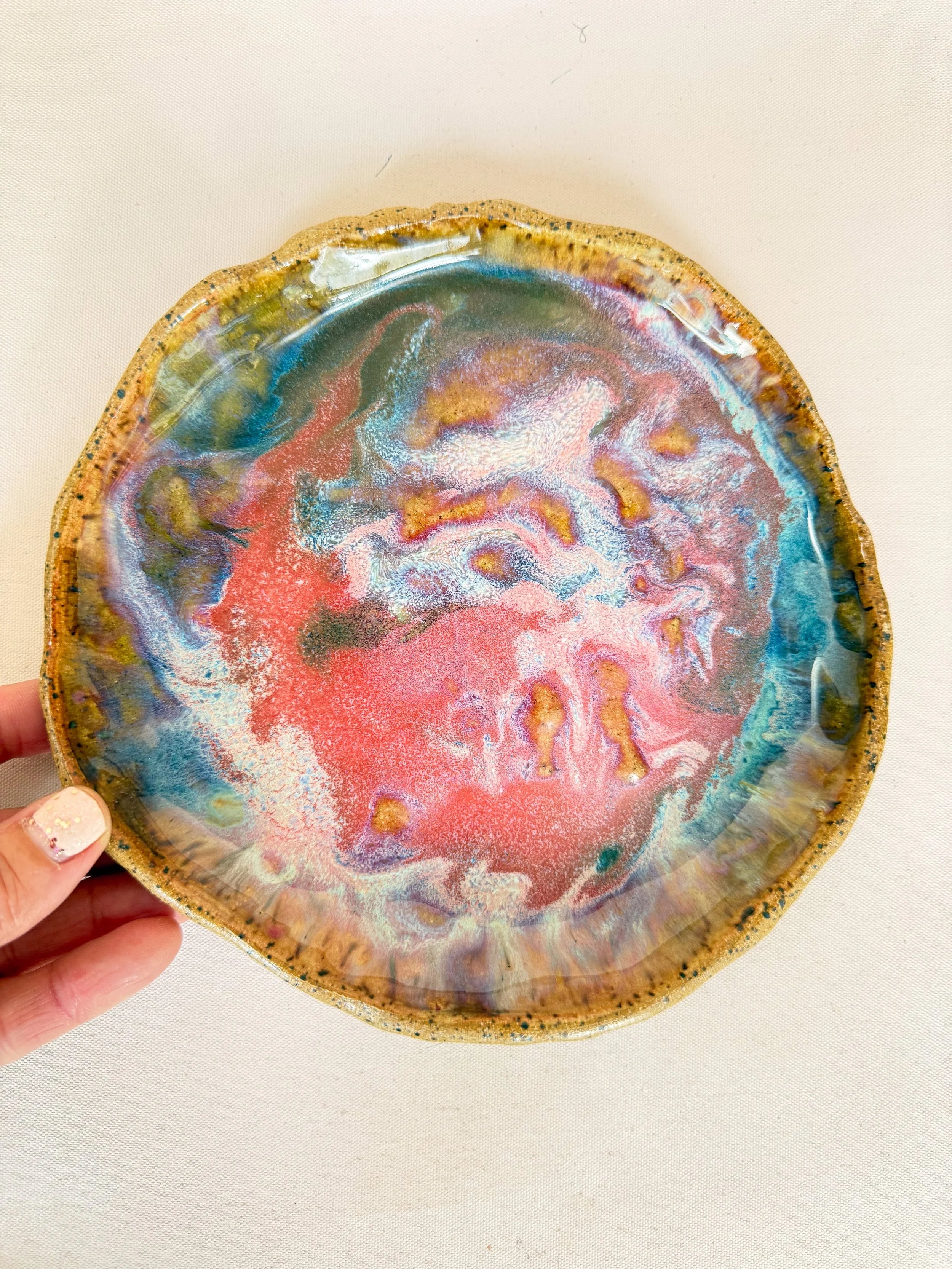 'Sunset Tide' Pinched Plates * Set of 3