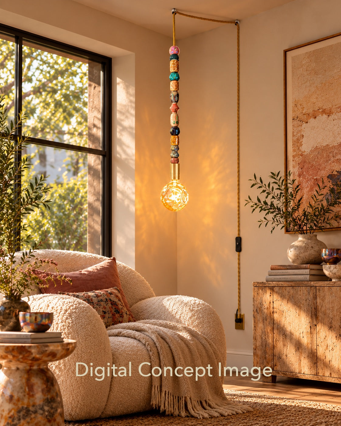 'Stargazing' Luster Glazed Beaded Pendant Lamp
