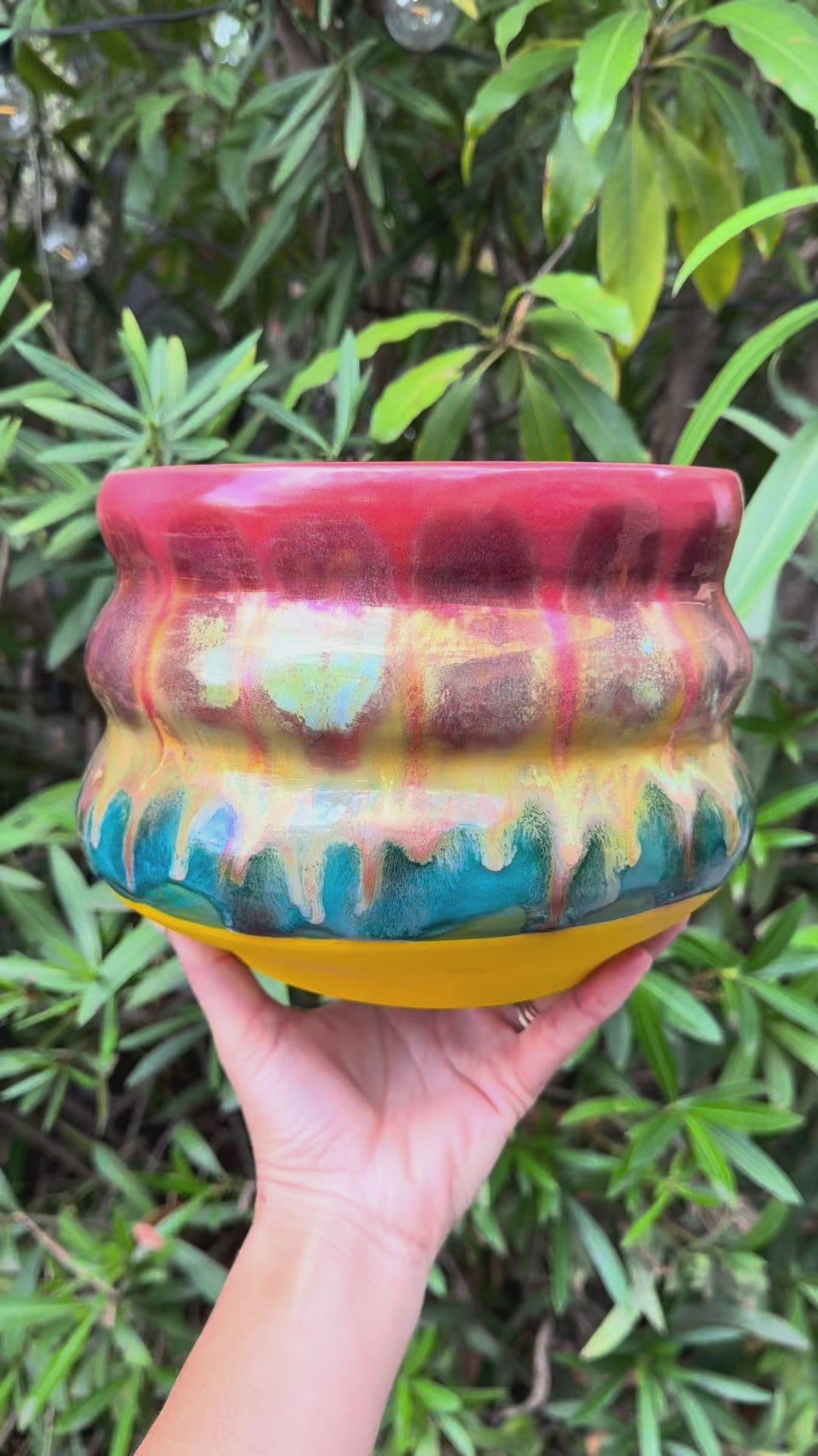 Video of 'Color Joy' Lusterware Large Planter by Nicola Moore Studio